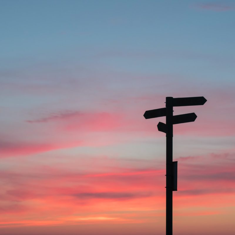 silhouette of road signage during golden hour